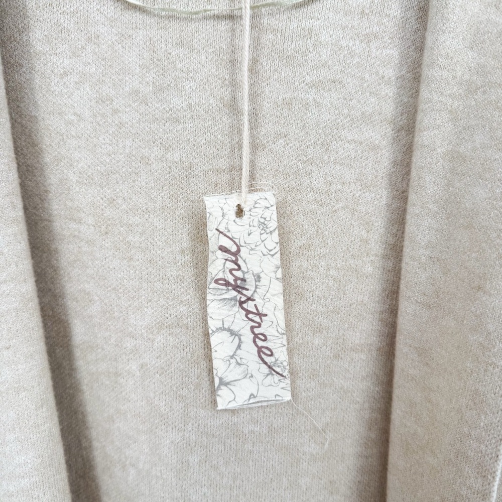 NWT Mystree Minimalist Neutral Longline Knit Hooded Open Cardigan Large - Picture 9 of 11
